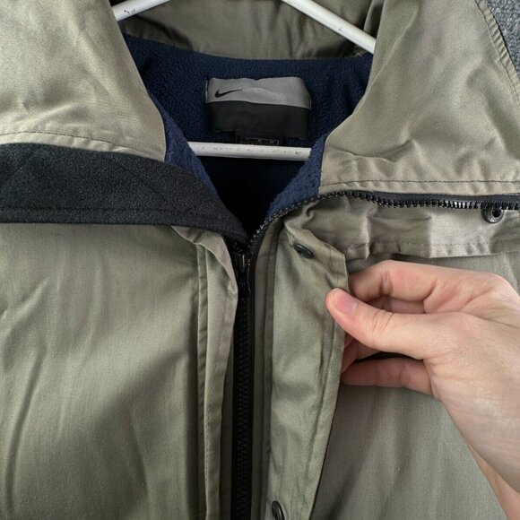 VTG Nike Silver Tag Medium Fleece Lined Down Fill Puffer Jacket Winter Zip Green - Picture 7 of 16